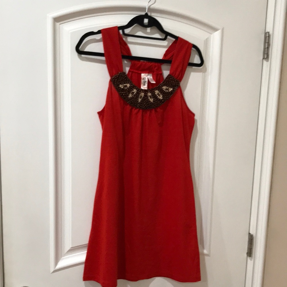 L8ter 100% polyester beautiful beaded dress size L